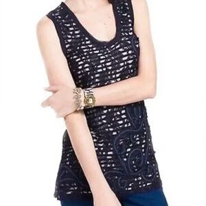 Anthropologie Meadow Rue Lace Overlay Striped Top Large